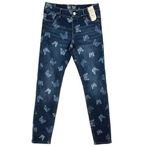 Wonder Nation NWT XL (14-16) Jegging Girls Butterfly Print Dark Wash Denim